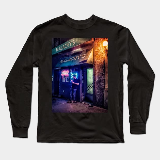 Upper West Side Night Street Manhattan NYC Long Sleeve T-Shirt by eleonoraingrid